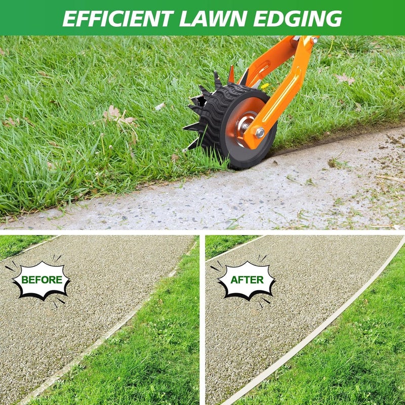 LASTOOLS Wheel Rotary Edger Lawn Tool, Sidewalk 66.7Inch Manual Lawn Edger, Grass Edge Trimmer, Adjustable Stainless Steel Handle with Cushion Grip,Soil,Garden and Yard Tool,Orange - Image 3